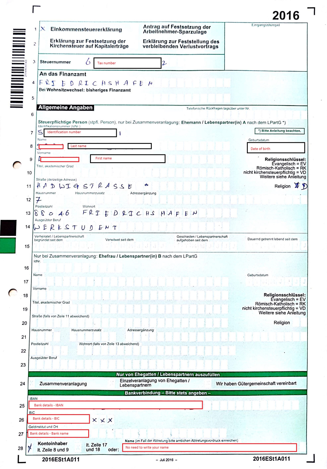 Sample Tax Declaration In Germany - My Jdrr