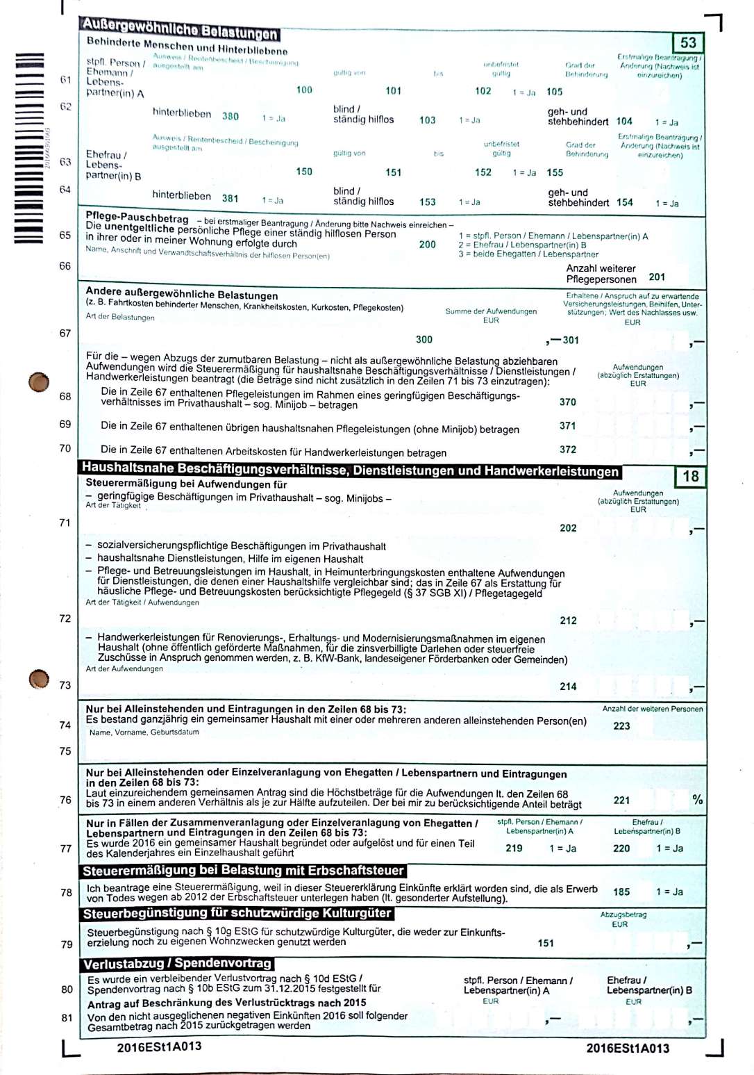 Sample tax declaration in Germany My JDRR